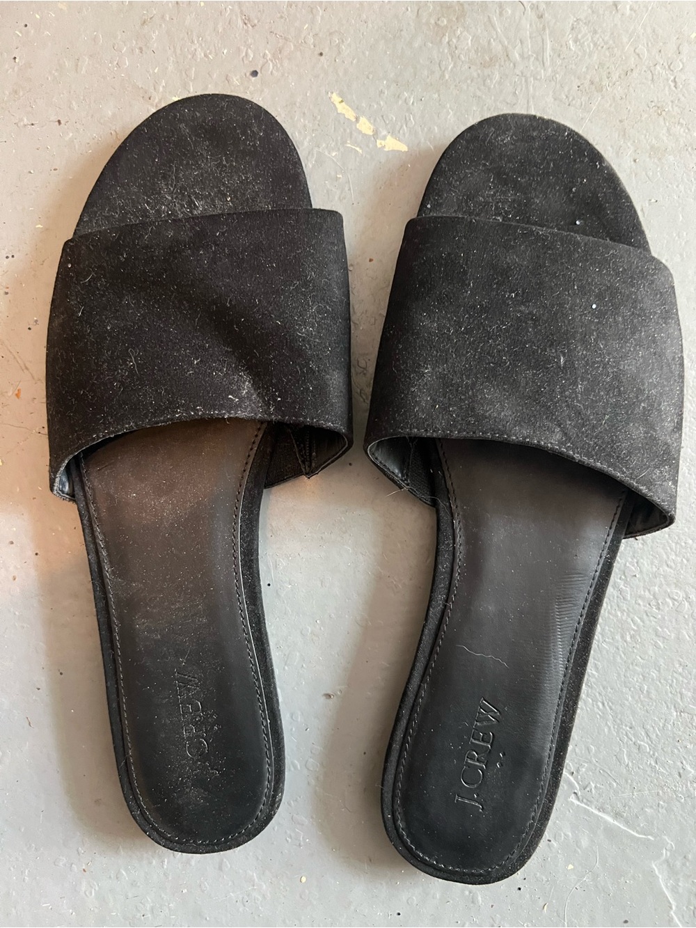 J. Crew Black Suede Wide-Band Slide Mules
